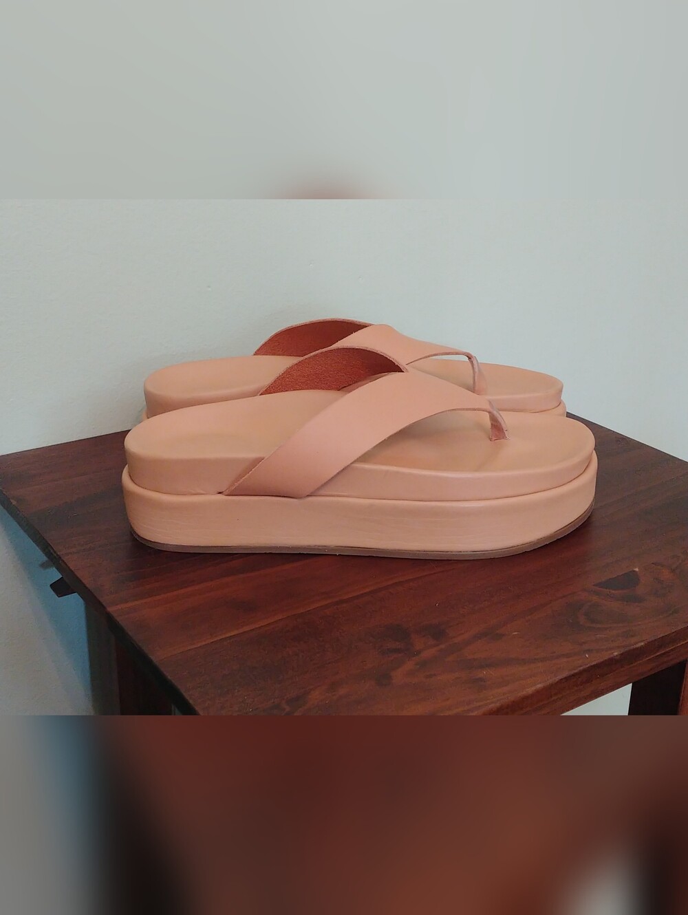 Ancient Greek Charys 40 Leather Flatform Thong Sandals